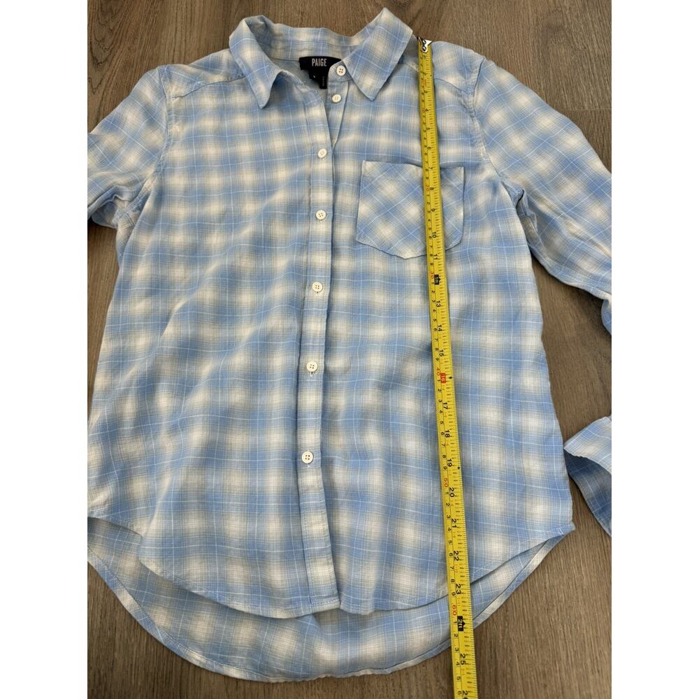 Paige Shirt Top Womens Small Button Up Blue Corn Button Down Plaid Pastel Casual - Picture 6 of 7